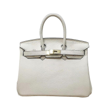 (Milkshake white, 20*15*10cm) Ladies Women Leather Handbag Birkin First Layer Cowhide Leather Tote Bag Commuter Crossbody Kelly Handbag