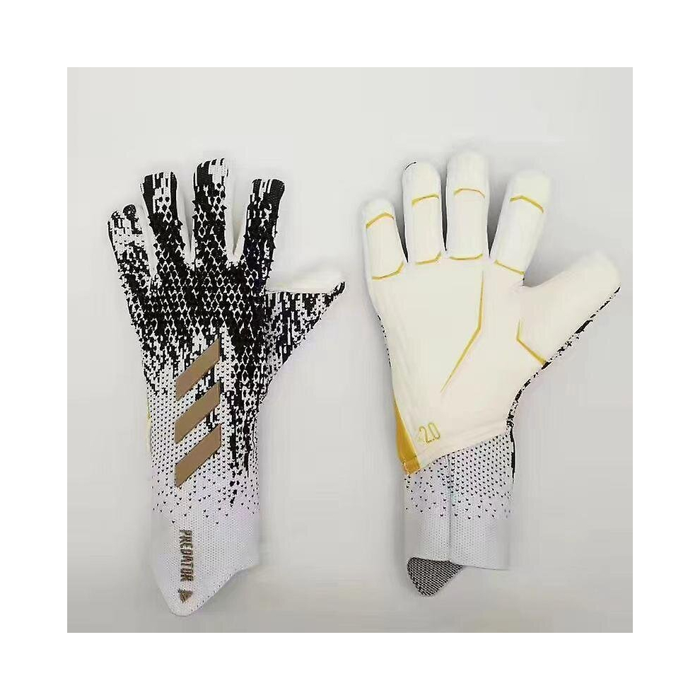 ( 7) Goalkeeper Gloves Premium Quality Football Goal Keeper Gloves Finger Protection White/Orange
