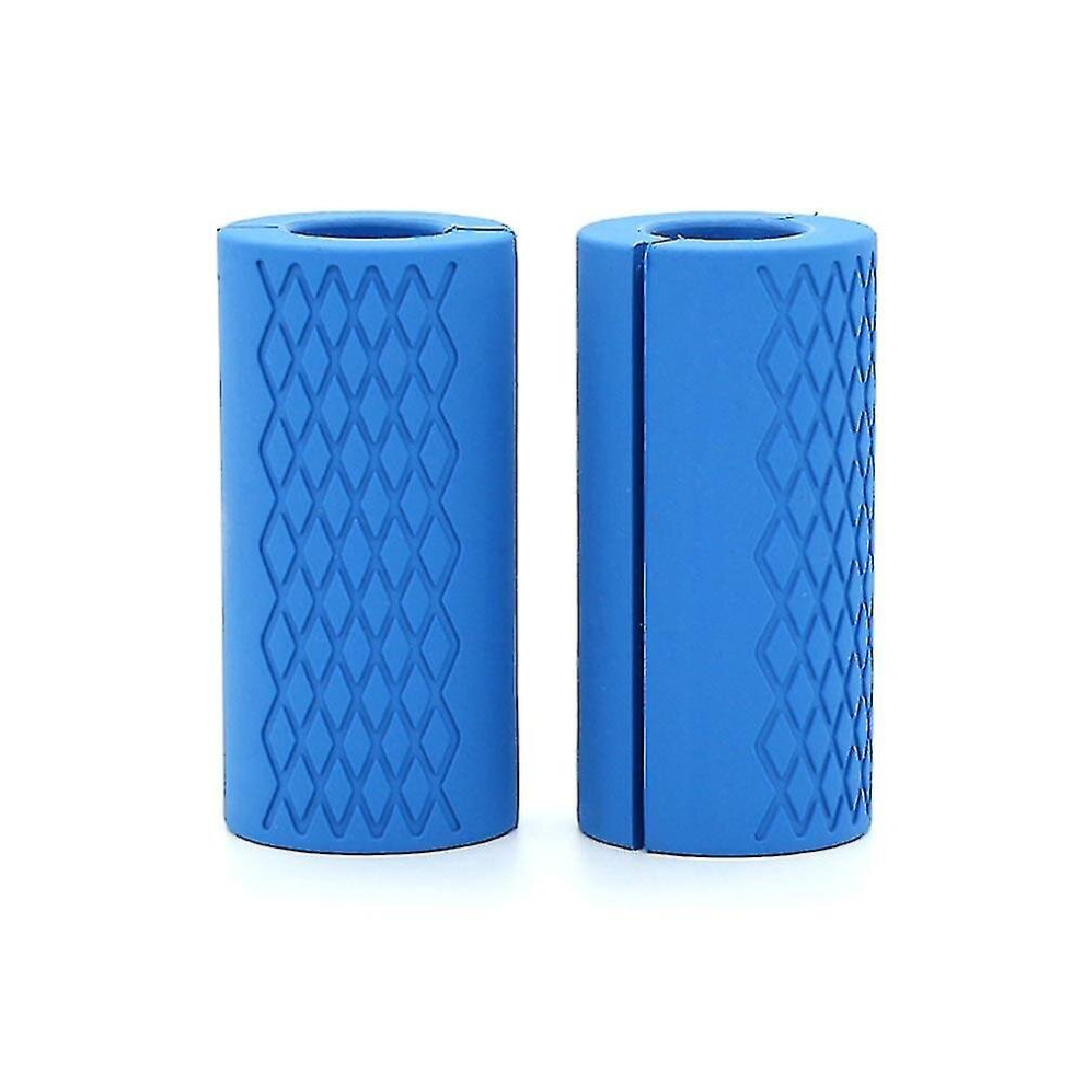 (Blue) 2Pcs Dumbbell Grips Barbell Grips Thick Bar Adapter Fat Grips Weight Bar Grips Weightlifting Bar Grips Tkl Blue