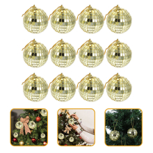 12pcs Disco Decor gold disco Mirror Disco Balls Christmas Tree Hanging Balls