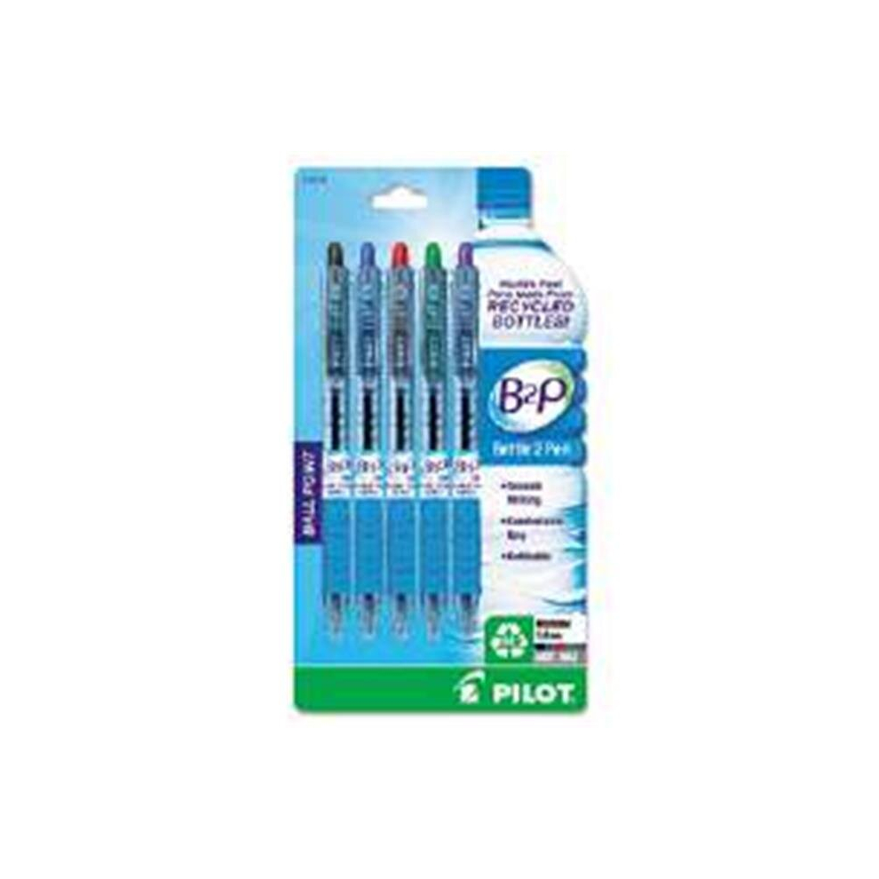 Pilot Pen 32814 B2P Recycled Ballpoint Pen, 1.0 Mm, Assorted Ink, 5 Per Pack