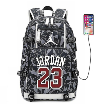 Nba Peripheral Series Star Logo Multifunctional Usb Backpack Luminous Fluorescent Backpack-jordan-printed-6 B