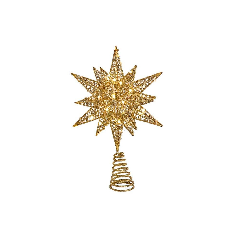 Kurt S. Adler AD1051GO 11 in. Pre-Lit Twinkling LED 60-Light Gold Starburst Tree Topper