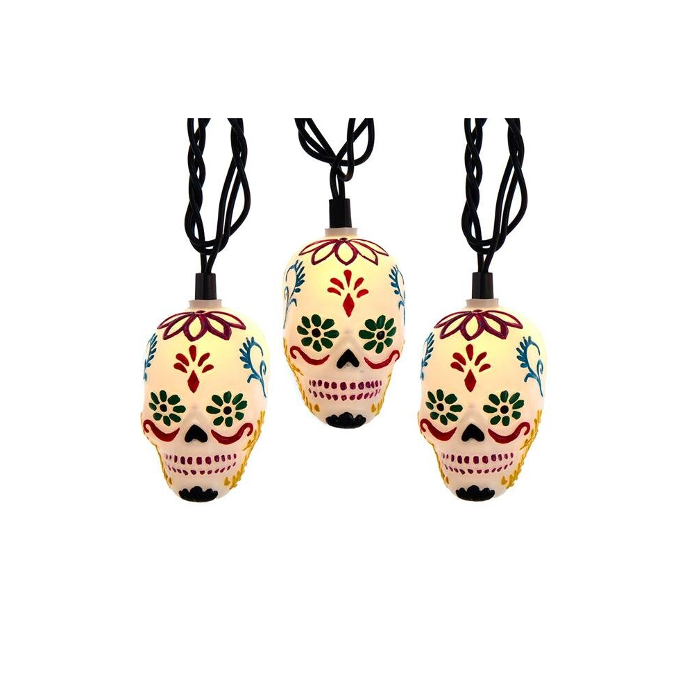 Kurt S. Adler HW1878 UL 10-Light Day of the Dead Skull Light Set-image-OPC-PCNXCBQ-NEW