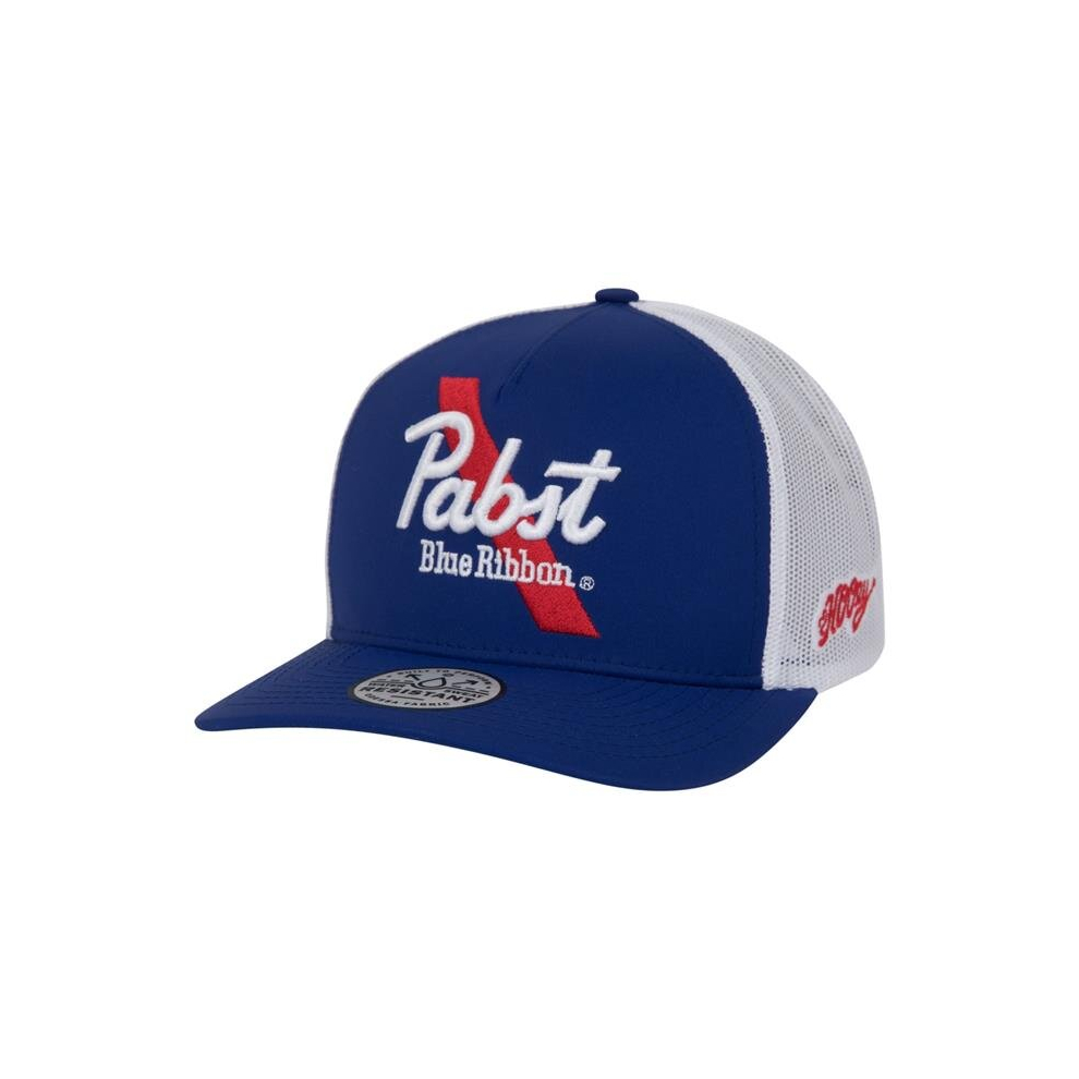 Pabst Blue Ribbon 860940 Pabst Blue Ribbon Hybrid Bill Adjustable Trucker Hat, Blue & White