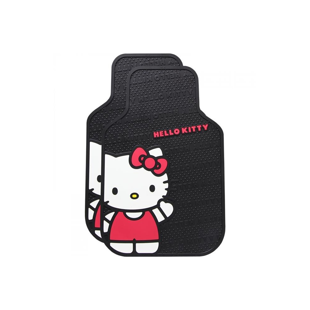 Hello Kitty 863907 Hello Kitty Wavin Hi Car Floor Mat, Black - Pack of 2