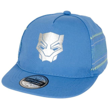 Black Panther 869418 Polyester Black Panther Silver Mask Logo Snapback Flat Bill Hat, Blue