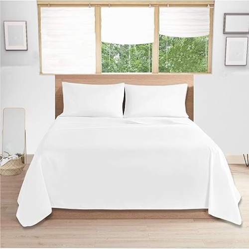 Imperial Rooms (Double (225x275 cm)) Egyptian Cotton Flat Sheet Single Double King Size