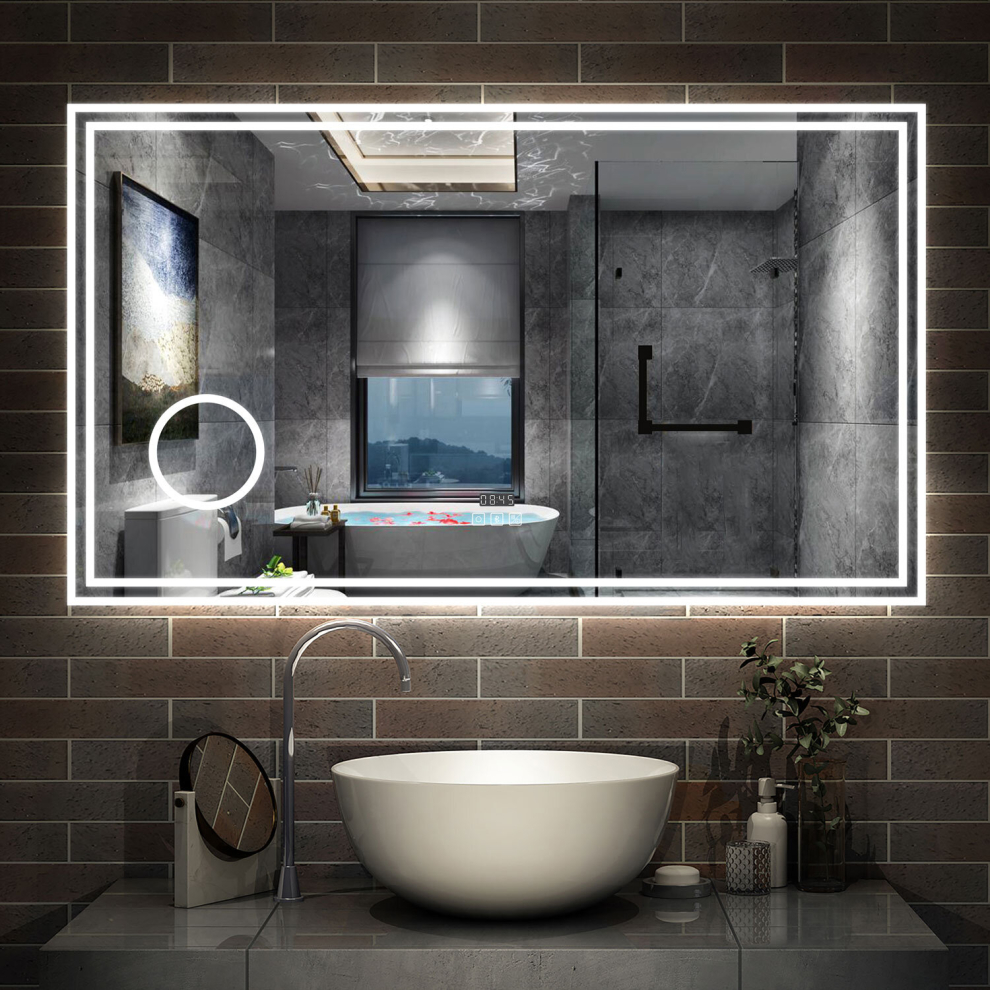 (1000x600mm) LED Bathroom Mirror Demister/Dimmable/Blutooth/Magnifier/Clock