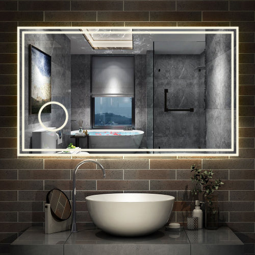 AICA (1200x700mm) LED Bathroom Mirror Demister/Dimmable/Blutooth/Magnifier/Clock 1