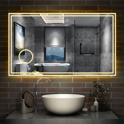 AICA (800x600mm) LED Bathroom Mirror Demister/Dimmable/Blutooth/Magnifier/Clock 2