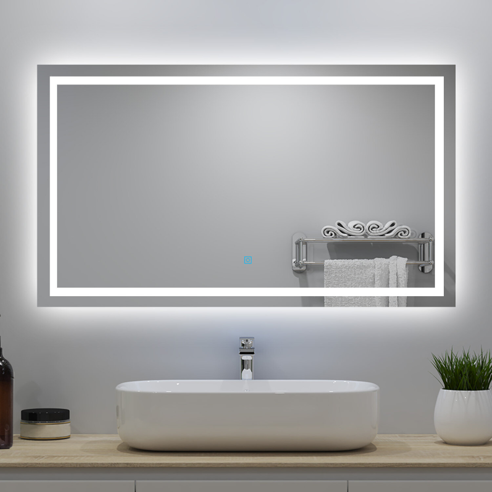 (800x600mm) LED Bathroom Mirror with 3 Color Light Demister