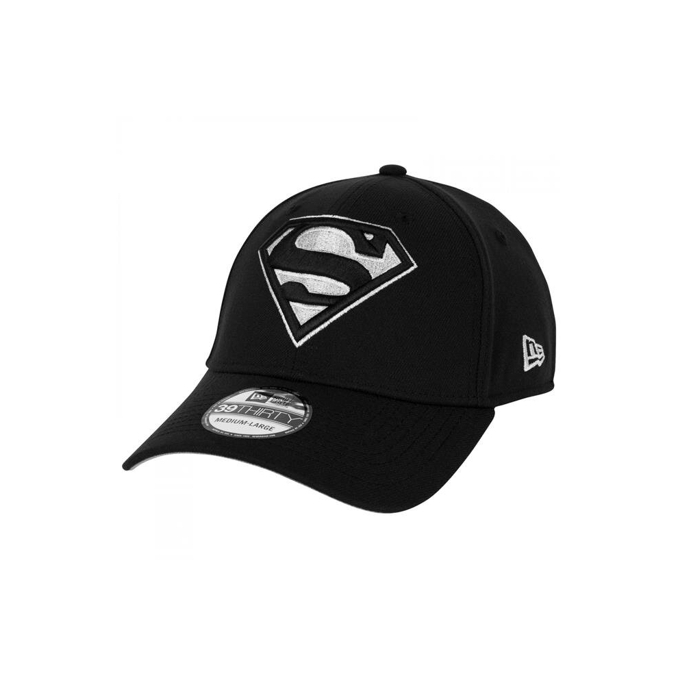 Superman 868073-small-med Superman Silver Logo   Era 39Thirty Black Fitted Hat, Small & Medium