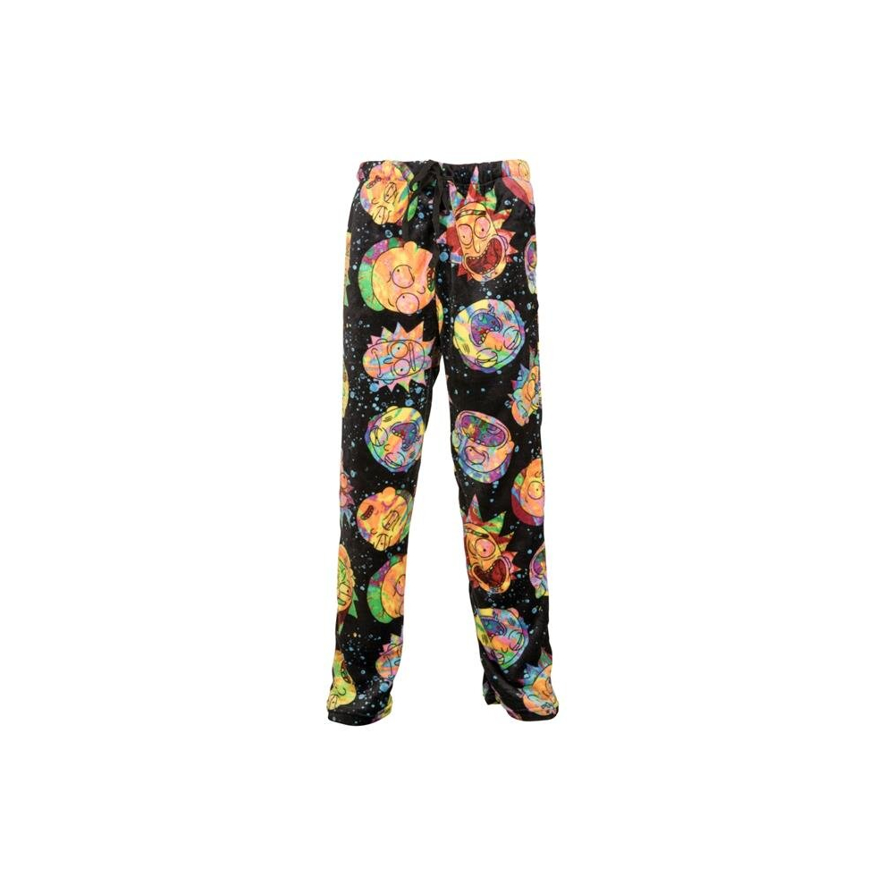 Rick & Morty 865796-xlarge-40 Rick & Morty Psych Head Plush Sleep Pants, Black - Extra Large - 40-42