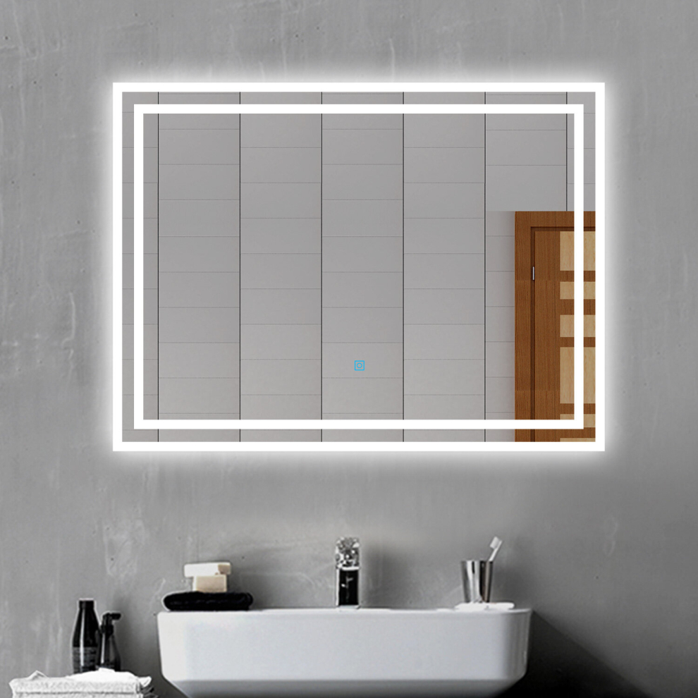 (600x500mm) Mirror for Bathroom with Demister 3 Color Lights