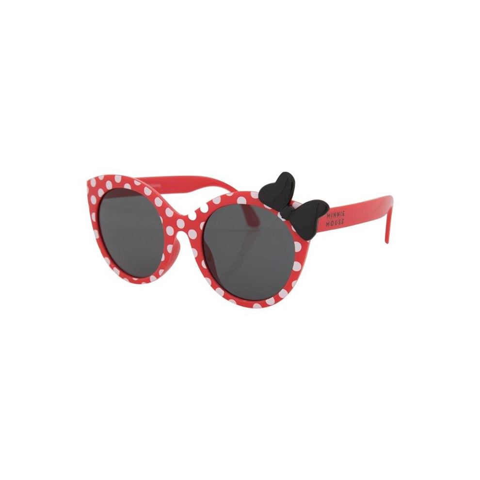 Minnie Mouse 864290 Minnie Mouse Polka Dot Print Sunglasses with Bow, Red & White