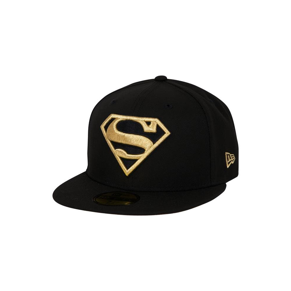 Superman 860898-75-8fitte Superman Gold Logo Black Colorway   Era 59Fifty Fitted Hat, 7.625 Fitted