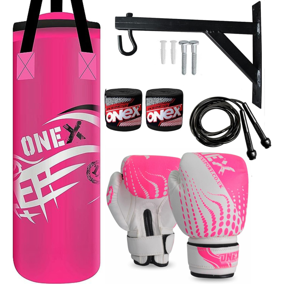 Onex (Pink) 2Ft Kids Punch Bag Filled Boxing Training Set