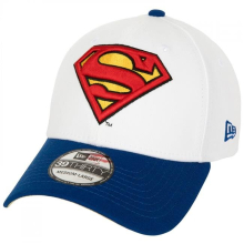 Superman 868138-small-med Superman Logo Home Colors Era 39Thirty Fitted Hat, White & Blue - Small & Medium