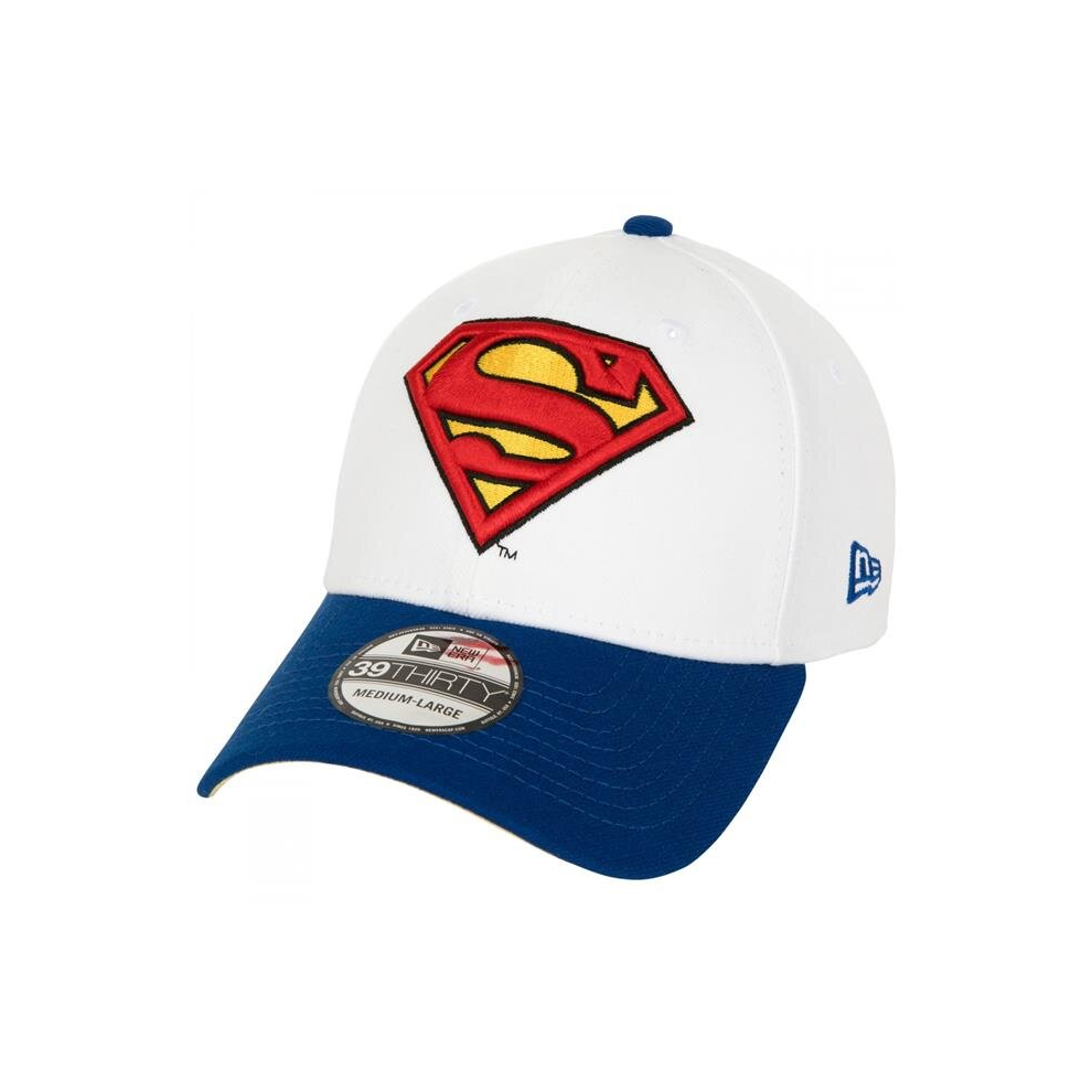 Superman 868138-small-med Superman Logo Home Colors   Era 39Thirty Fitted Hat, White & Blue - Small & Medium