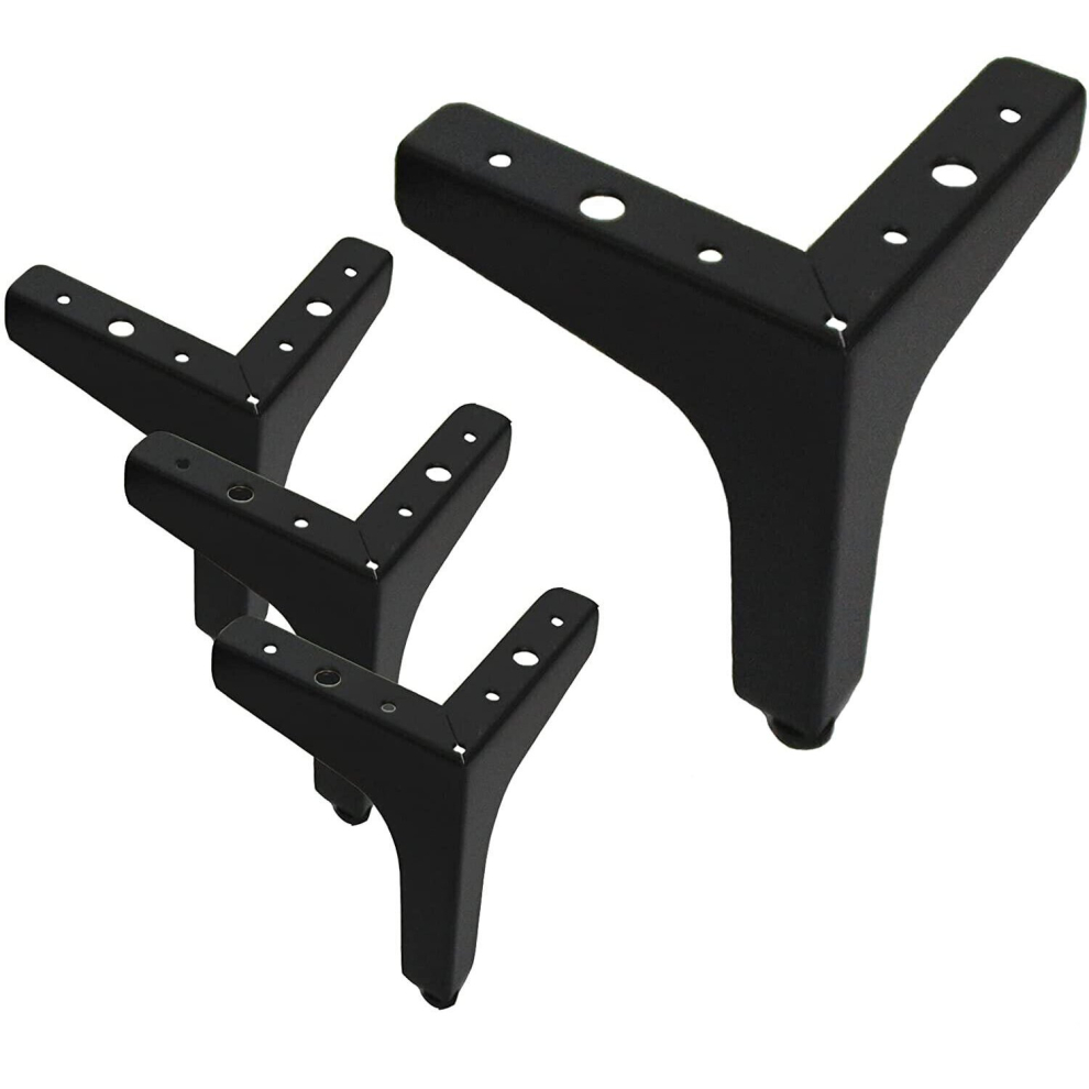 (Black) 4x 13cm Metal Furniture Feet Replacement Sofa Legs