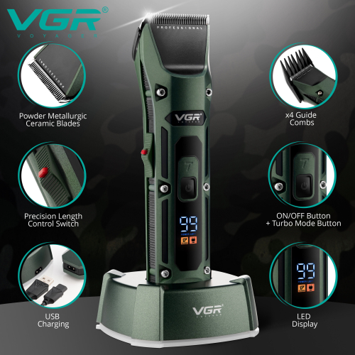 VGR Hair Clippers Άνδρες Επαγγελματικό ηλεκτρικό trimmer γενειάδας Κεραμικό 1