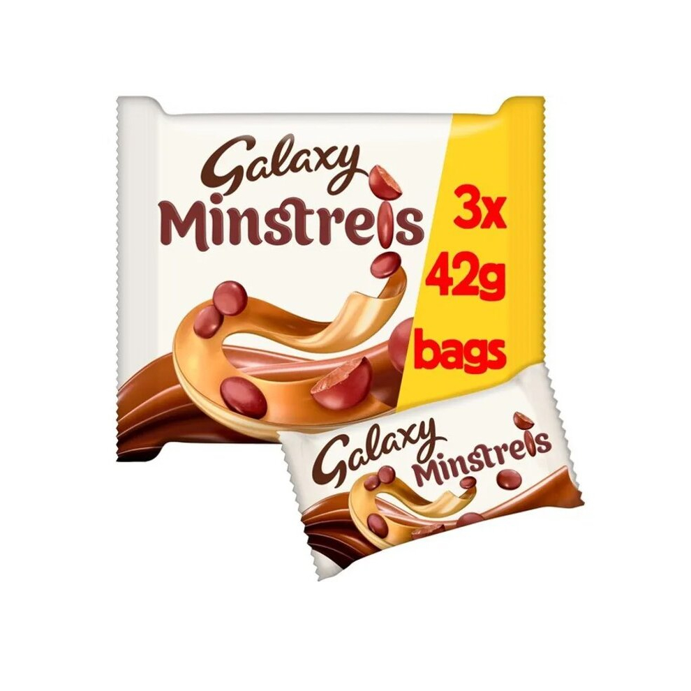 3 x Galaxy Milk Chocolate Minstrels Snack Bag, 42g (Pack of 3)