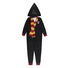 Harry Potter 864045-xlarge Winter at Hogwarts Hooded Union Polyester Suit, Black - Extra Large