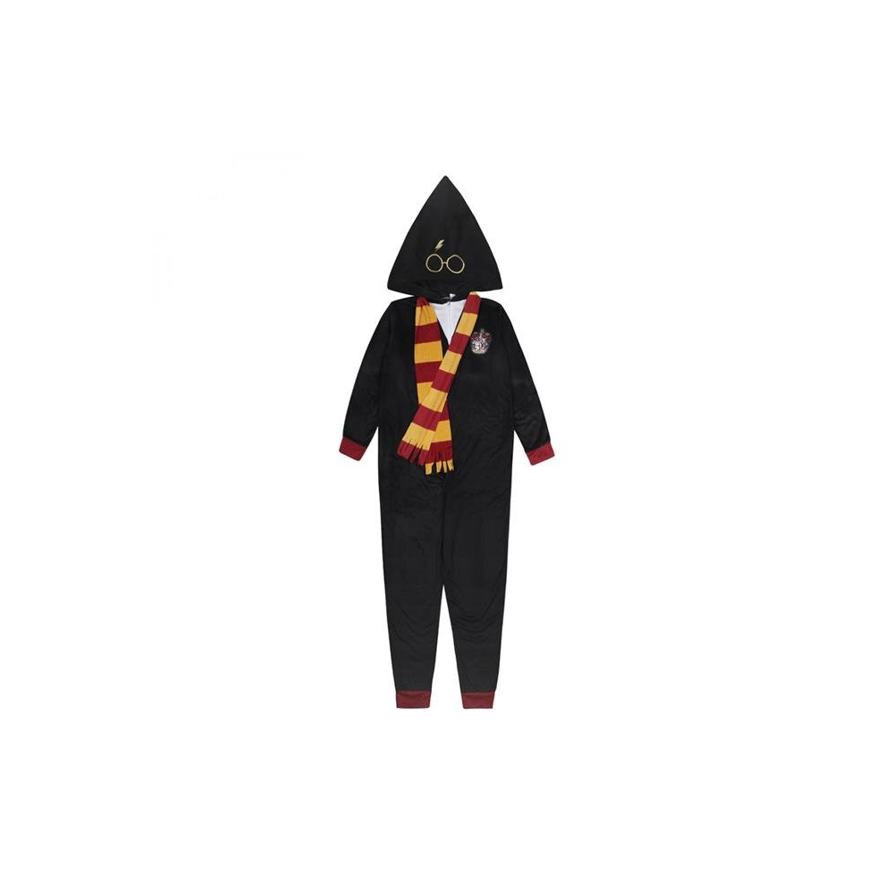 Harry Potter 864045-xlarge Winter at Hogwarts Hooded Union Polyester Suit, Black - Extra Large