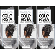 3 x 30ml L'Oreal Colorista Hair Makeup Temporary Brunette Hair Colour - Silver Grey