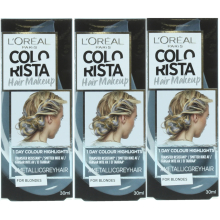3 x 30ml L'Oreal Colorista Hair Makeup Temporary Blonde Hair Colour - Metallic Grey
