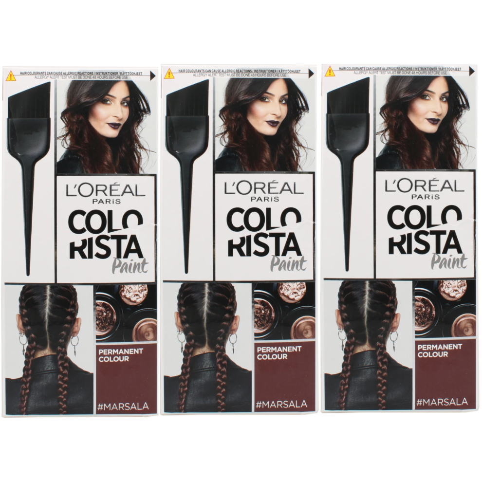 3 x 30ml L'Oreal Colorista Paint Permanent Hair Colour - Marsala