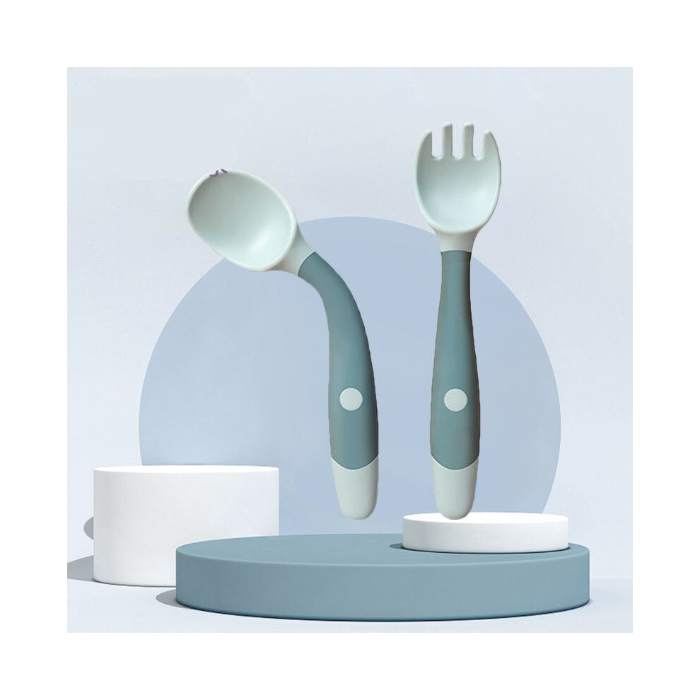 2pcs Food Spoon Fork For Kids Candy 360 Degree Rotation Head Utensils For Eating Training Accessory