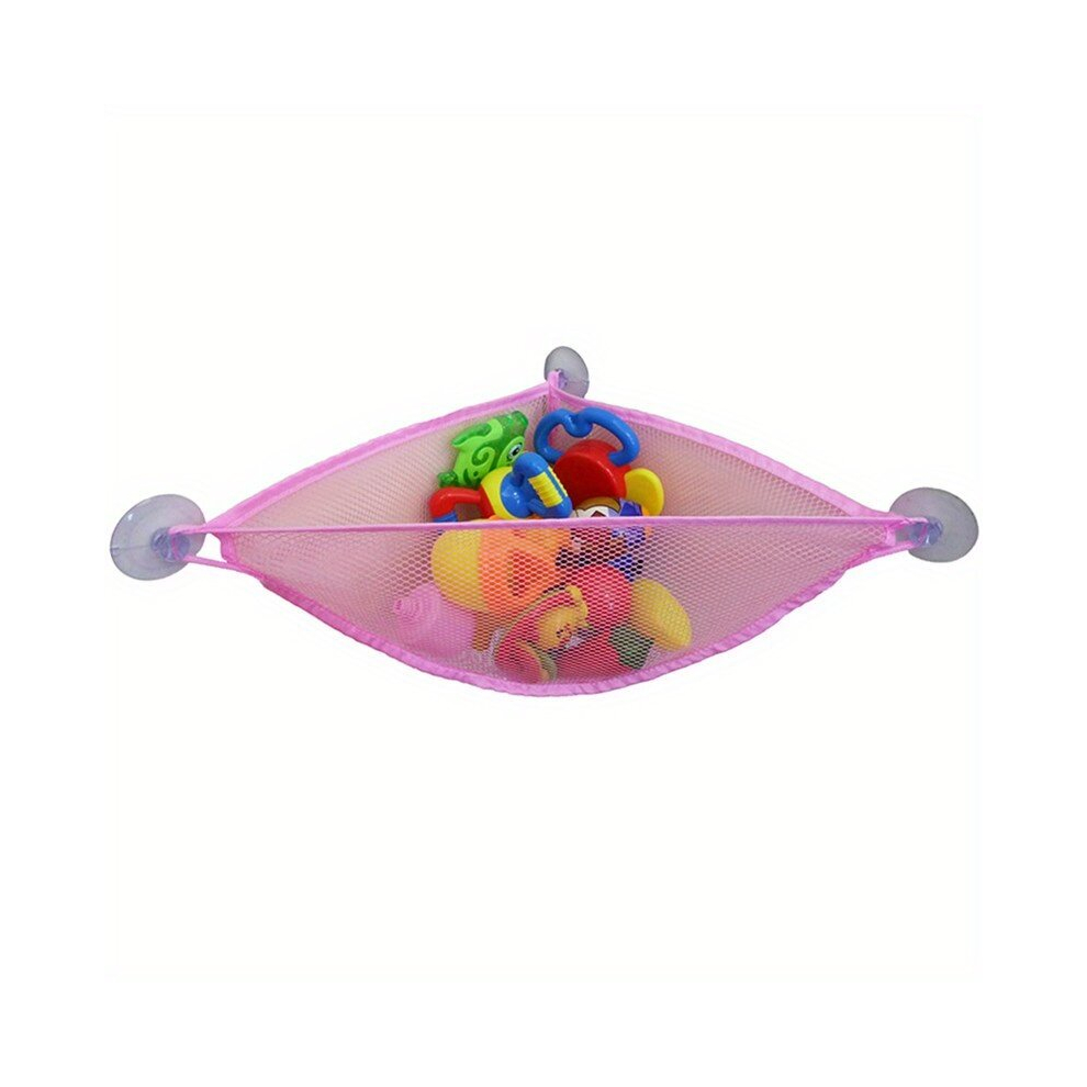 1Pc Bath Toys Mesh Net Toy Storage Bag With Suction Cups Bath Toys Organizer For Kids Wall Hanging Toys Bag Net Pink