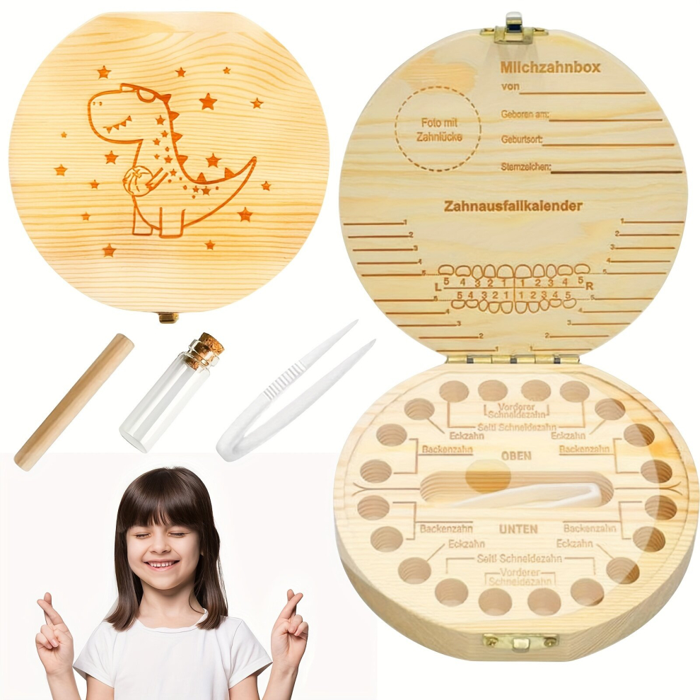 1Pc Boys Girls Tooth Box Keepsake Wooden Tooth Storage And Saver Box For Lost Teeth Children Children Tooth Container With Tweezers To Keep The Chil Multicoloured