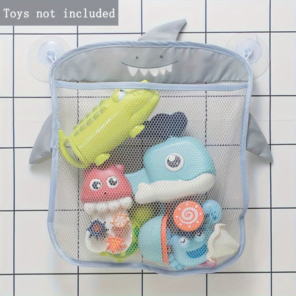 1Pc Hanging Baby Bath Storage Basket With Suction Cups Organize Toys And Bathroom Items In Style Grey