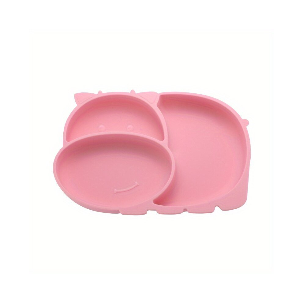 1pc Baby Safety Suction Cup Silicone Dinner Plate Solid Cartoon Childrens Tableware Suction Toddler Training Tableware Childrens Feeding Bowl