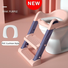 1pc Foldable Toddlers Potty Training Toilet Seat For Boys And Girls With Step Stool And Cushion Kids Toilet Trainer For Bathroom
