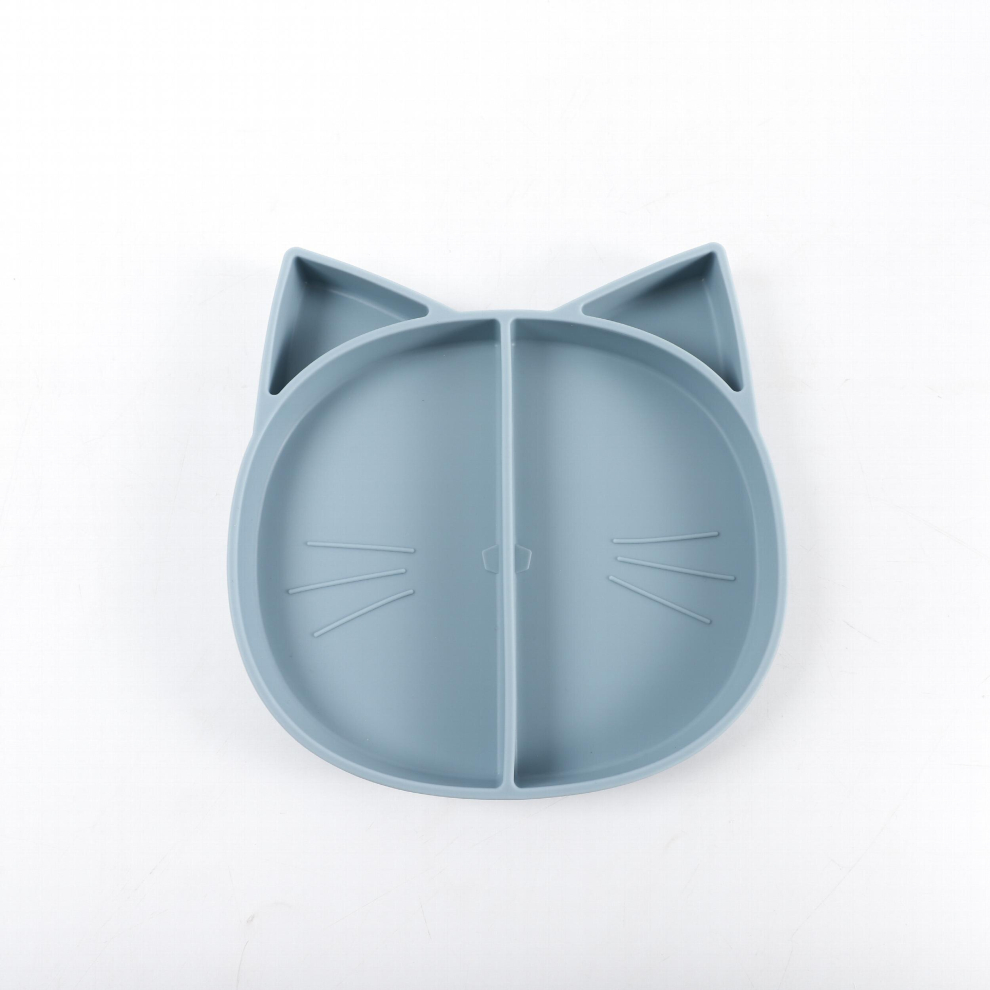 1pc Silicone Childrens Dinner Plate Compartment Silicone Dinner Plate Infant Supplementary Food Plate Cat Dinner Plate