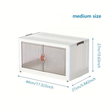 1pc Folding Storage Bin Large Capacity Storage Trunks Double Door Sundries Storage Box For Home Bedroom Living Room Bathroom Wardrobe Dustproof Waterp