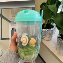 1pc Fresh Salad Cup Keep Fit Salad Meal Shaker Cup 1000ml 33 81oz Portable Fruit Vegetable Milk Cup 19 99cmX5