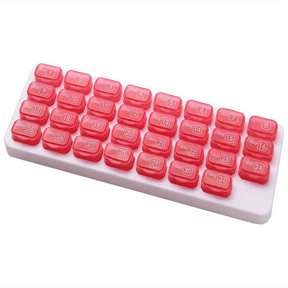 Red 1Pc Monthly Pill Organizer Large Pill Organizer 31 Compartments Pill Vitamin Organizer Keyboard Pill Box Daily Pill Case Pill Container Medicine Suppl