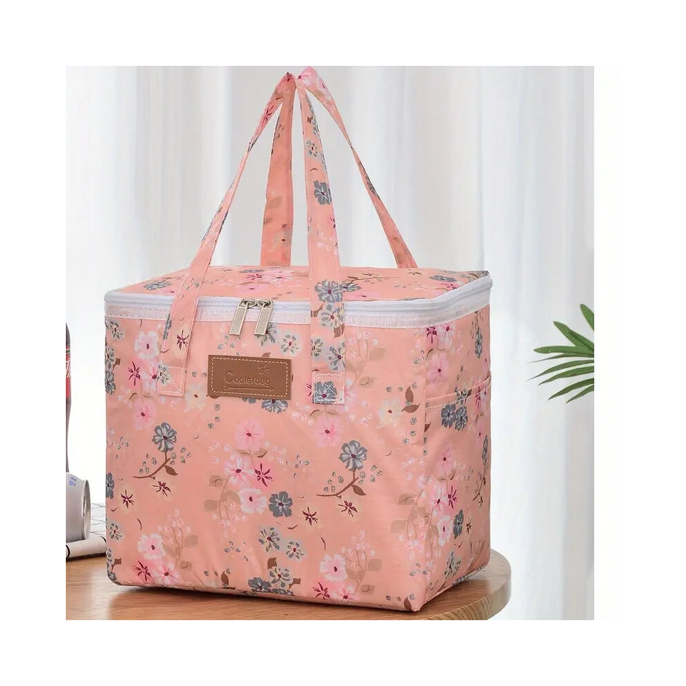 1pc Flower Printed Lunch Bags Picnic Backpack Reusable Insulated Lunch Bag For School Office Picnic Beach Travelling Camping Hiking