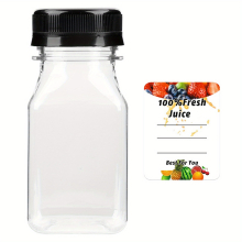 1 6 12pcs Mini Plastic Juice Bottles With Caps For Juicing & Smoothies Empty Clear Bottles With Label Funnel And Brush Beverage Drink Containers With