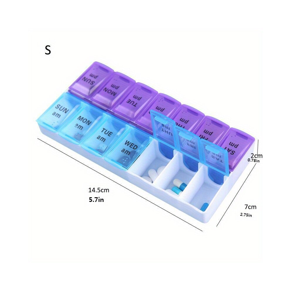 Multicoloured 1Pc 7 14 Grid Weekly Pill Case Organize Your Medication With Ease