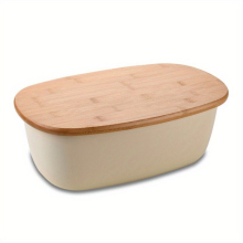 1 Pc Bread Box With Cutting Board Lid Wooden Bread Storage Container Bin Food Container Oval Fresh Keeper For Kitchen Countertop Kitchen Organizer Kit