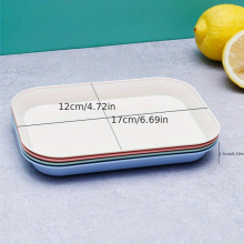 4pcs Wheat Straw Snack Plate Bone Dish For Home Use Fruit Plate And Snack Plate Plastic Square Plate Household And Kitchen Supplies