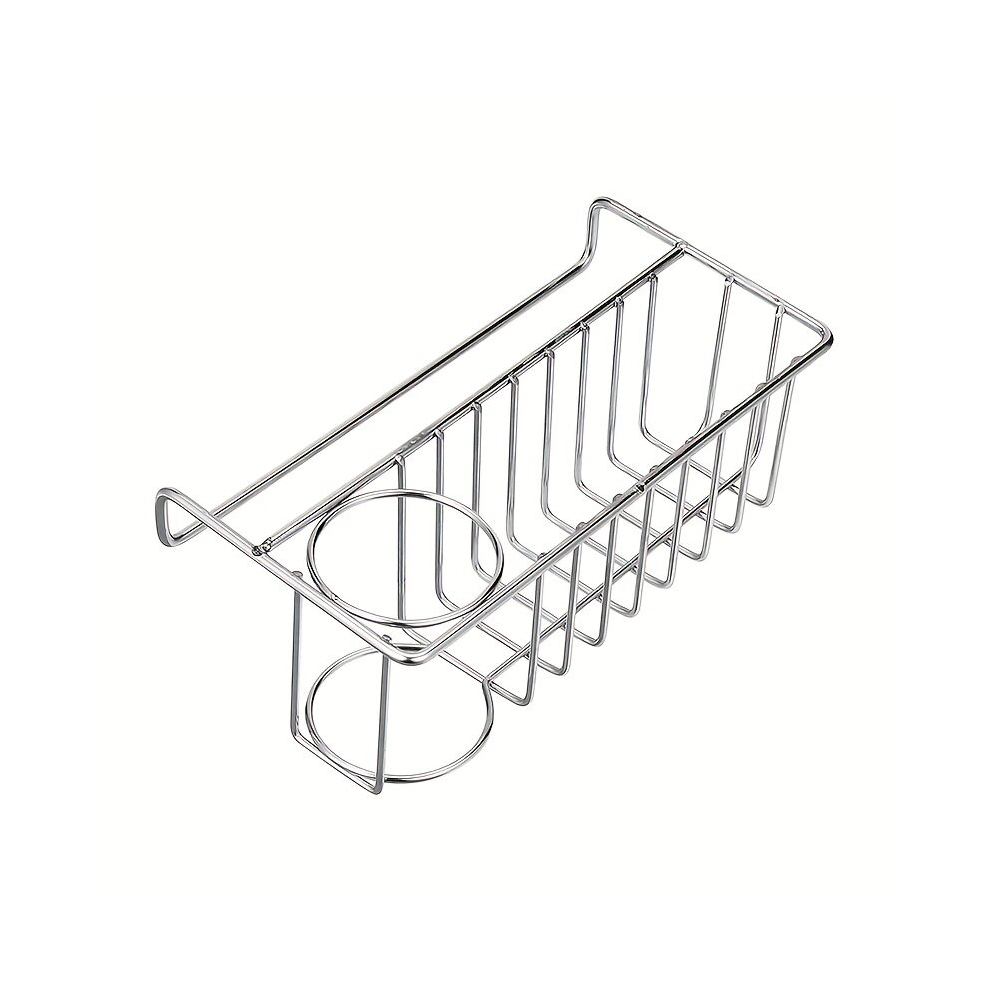 1Pc 4 In 1 Adhesive Sink Caddy Sponge Holder Sus304 Stainless Steel Sink Brush Holder Dish Cloth Hanger Soap Rack And Sponge Organizer With 2 Installa 885675652170