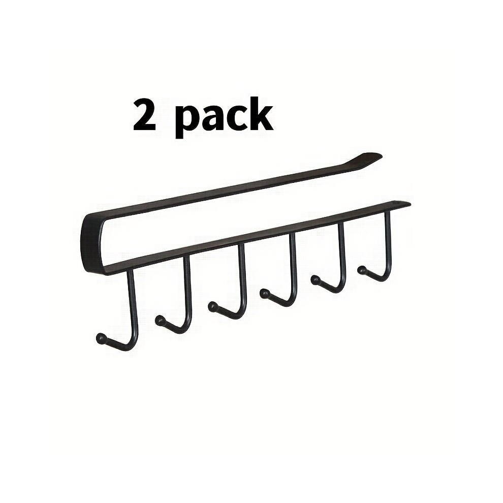 2Pcs Household Kitchen Iron Non Marking Hook Shelf Carbon Steel Cabinet Storage And Finishing Hanging Rack Functional Nail Six Row Hook Home Kitchen S 885675652293