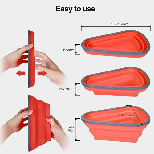 5pcs Silicone Folding Pizza Tray Reusable Triangular Pizza Packaging Box With Adjustable Pizza Container And Outer Box For Pizza Storage Container Sav 2